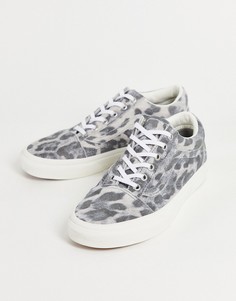 Серые замшевые кроссовки с леопардовым принтом Vans Old Skool Hairy Suede-Серый