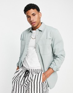Зеленая рубашка навыпуск с двумя карманами Topman-Зеленый цвет