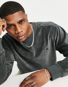 Серый велюровый свитшот Carhartt WIP United Script-Зеленый цвет