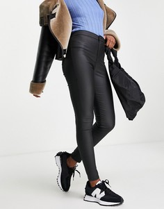 Черные джинсы из материала с покрытием Topshop Joni-Черный цвет