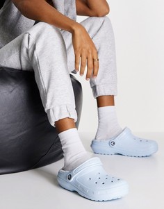 Голубые кроксы на подкладке Crocs-Голубой