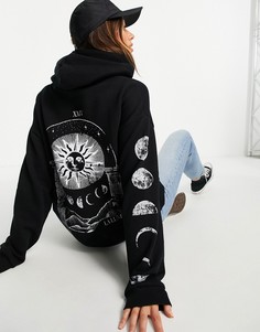 Черный oversized-худи с принтом солнцестояния на спине ASOS DESIGN-Черный цвет