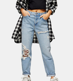 Рваные выбеленные джинсы в винтажном стиле Topshop Petite-Голубой
