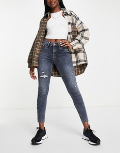Темные зауженные джинсы с классической талией River Island Molly-Голубой
