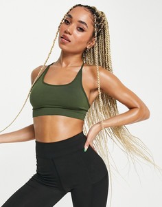 Бесшовный спортивный бюстгальтер с плетеной деталью на спине ASOS 4505 icon-Зеленый цвет