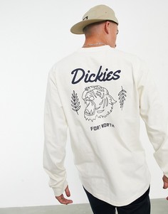Лонгслив цвета экрю с принтом на спине Dickies Halma-Белый