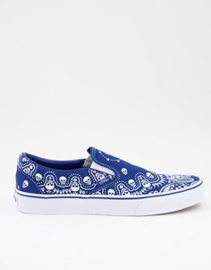 Синие кроссовки-слипоны с принтом банданы Vans Slip-On Bandana-Голубой