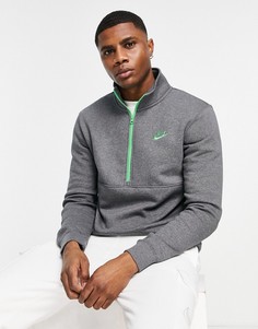 Серый свитшот с короткой молнией 1/2 Nike Club