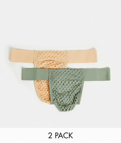 Набор из 2 сетчатых стрингов ASOS DESIGN-Разноцветный