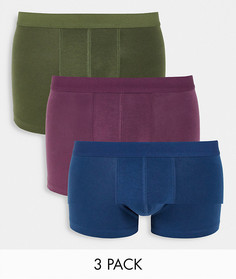 Комплект из 3 боксеров-брифов в оттенках драгоценных камней ASOS DESIGN-Разноцветный