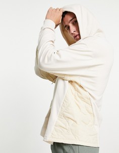 Oversized-худи со стеганой отделкой ASOS DESIGN-Светло-бежевый цвет