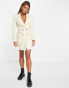 Платье-блейзер цвета слоновой кости в клетку Miss Selfridge-Белый