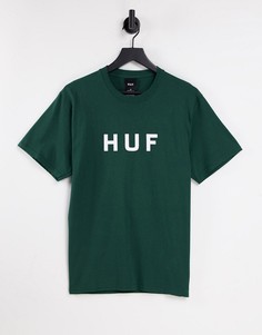 Зеленая футболка с логотипом HUF Essentials OG-Зеленый цвет