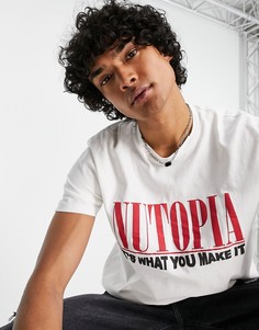 Белая футболка в стиле девяностых с принтом "Nutopia" AllSaints-Белый