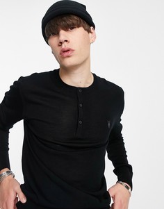 Черный вязаный джемпер из мериносовой шерсти с круглым вырезом AllSaints Mode-Черный цвет