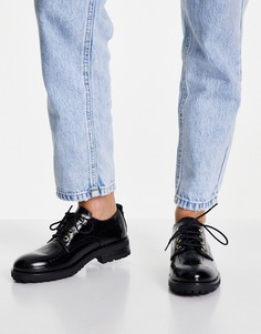 Черные лакированные туфли на массивной плоской подошве Love Moschino-Черный цвет