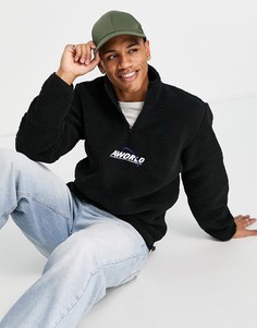 Черный свитшот из махрового флиса с высоким воротом Jack & Jones Originals-Черный цвет