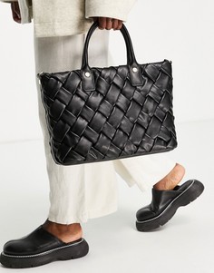 Большая плетеная сумка-тоут черного цвета Carvela Lana-Черный цвет