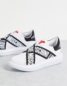 Белые кроссовки с перекрестной отделкой с логотипом Love Moschino-Белый