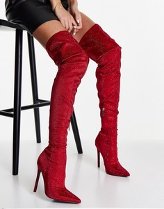 Красные ботфорты с декоративной отделкой ASOS DESIGN Kamila-Красный