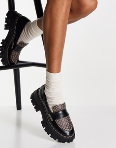 Коричневые лоферы с монограммами на толстой подошве River Island-Коричневый цвет