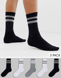 Набор носков в стиле ретро с полосками Brave Soul - 5 пар-Мульти