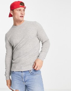 Светло-серый джемпер из овечьей шерсти с круглым вырезом ASOS DESIGN