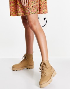 Парусиновые ботинки бежевого цвета со шнуровкой ASOS DESIGN Addition-Светло-бежевый цвет