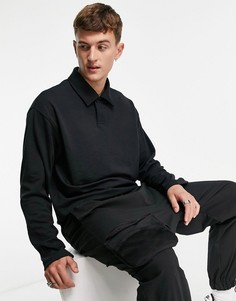 Черное поло с пуговицами Topman-Черный цвет