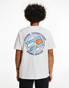 Белая футболка с принтом на спине "Together World Peace" Tommy Jeans-Белый