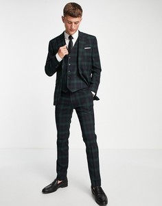Зауженные брюки в клетку Topman Blackwatch-Темно-синий