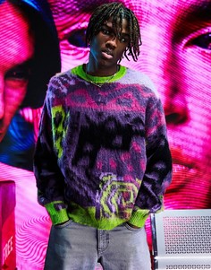 Фактурный плотный вязаный джемпер с узором ASOS DESIGN-Фиолетовый цвет