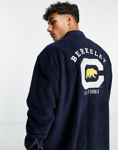 Флисовая oversized-рубашка в стиле 90-х с вышивкой "Berkeley" сзади ASOS DESIGN-Темно-синий