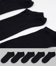Комплект из 5 пар черных спортивных носков ASOS DESIGN-Черный цвет