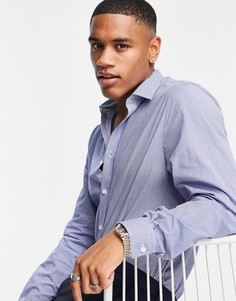 Голубая строгая рубашка в мелкую клетку Ben Sherman-Голубой
