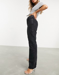 Выбеленные черные джинсы класса премиум прямого кроя с классической талией в стиле 90-х ASOS DESIGN-Черный цвет