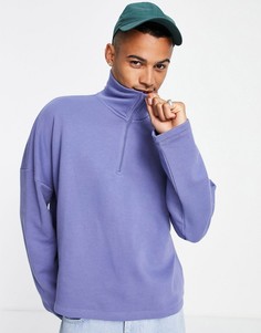 Фиолетовый oversized-свитшот с короткой молнией (от комплекта) ASOS DESIGN-Голубой