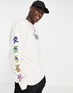 Oversized-лонгслив цвета экрю с принтом "Grateful Dead" Topman-Белый