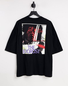 Черная oversized-футболка с принтом фильма «Изгоняющий дьявола» на спине ASOS DESIGN-Черный цвет