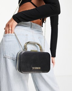 Черная сумка через плечо с ручкой сверху Love Moschino-Черный цвет
