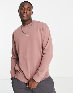 Розовый oversized-свитшот из смесового органического хлопка с вышивкой Selected Homme-Розовый цвет