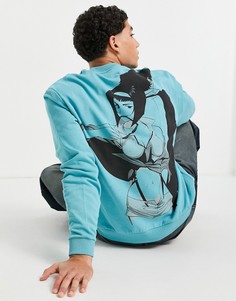 Свитшот синего цвета с принтом по мотивам аниме «Ковбой Бибоп» ASOS DESIGN-Зеленый цвет