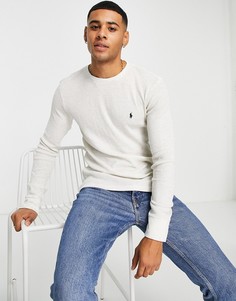 Кремовый лонгслив для дома из вафельного трикотажа Polo Ralph Lauren-Белый