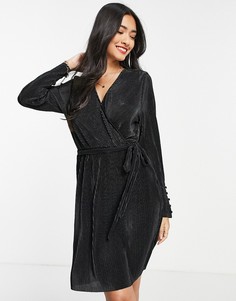 Черное плиссированное платье мини с запахом Vero Moda-Черный цвет