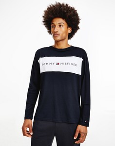 Темно-синий лонгслив для дома с логотипом Tommy Hilfiger