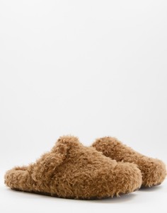 Коричневые слипоны-мюли из искусственного меха ALDO WFH-Коричневый цвет