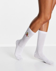 Длинные носки в рубчик с вышивкой в виде Барта ASOS DESIGN Simpsons-Белый