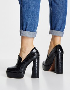 Черные лоферы на платформе и каблуке ASOS DESIGN Pippin-Черный цвет