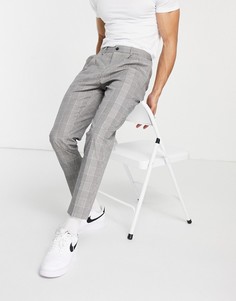 Строгие брюки со складками в клетку River Island-Белый