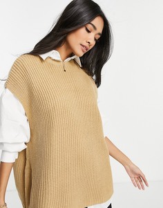 Бежевый вязаный жилет-свитер в стиле oversized от комплекта Pretty Lavish-Коричневый цвет